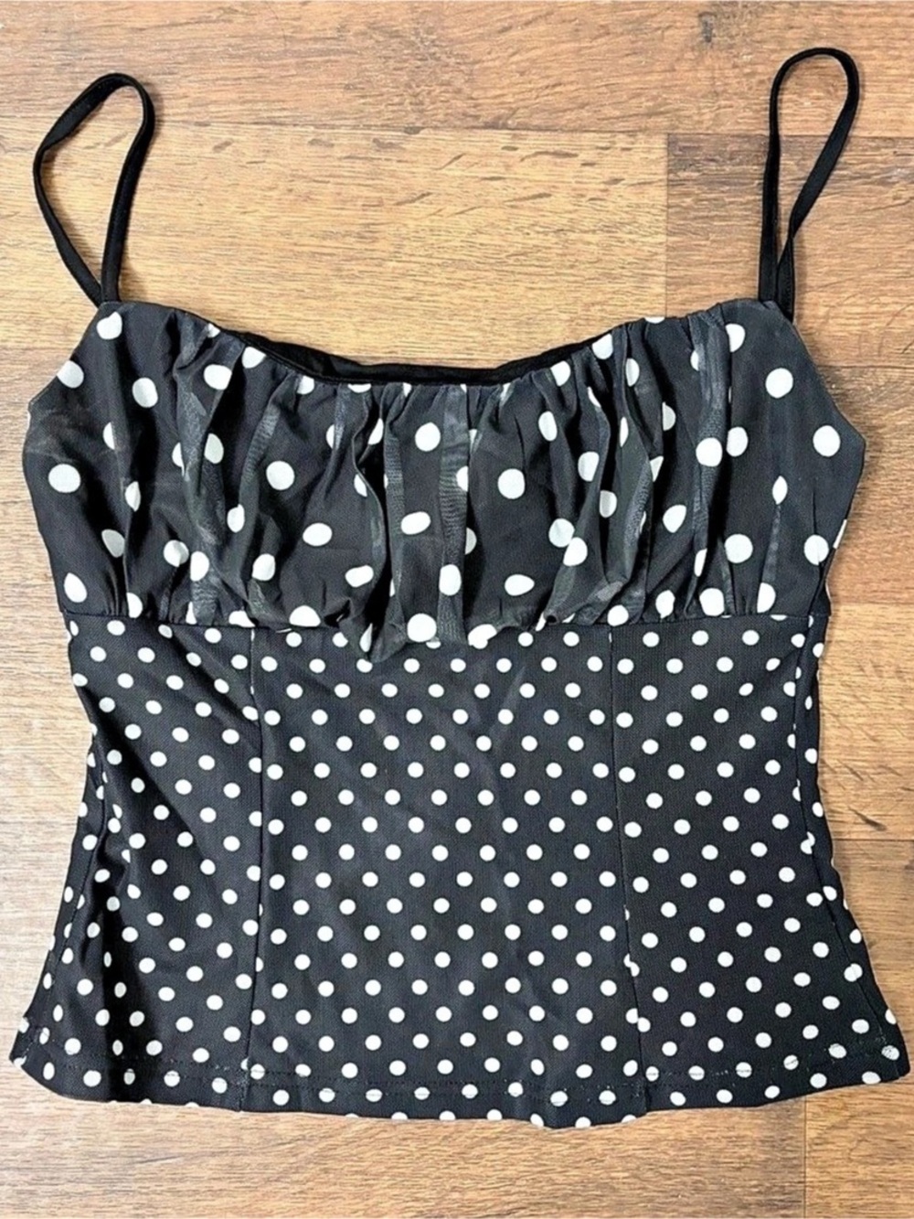 Dolls Kill Delia's Tiffany Polka Dot Camisole Black & White Small Tank Top